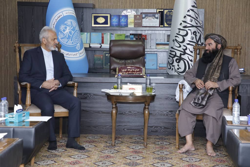 Minister of Borders and Tribal Affairs, Mullah Noorullah Noori, met with the Ambassador of Iran, Mr. Alireza Bikdeli.